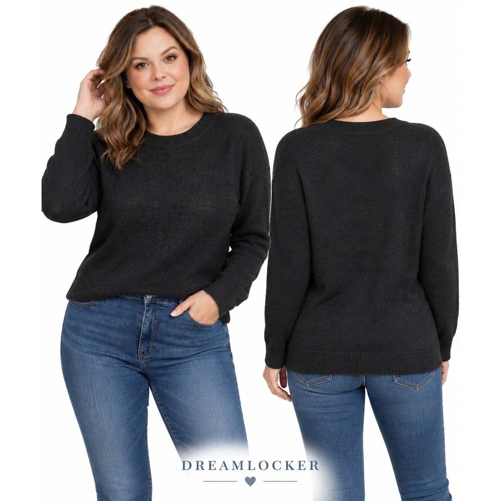 Universal Thread Sweater Womens XXL Charcoal Black Knit Long Sleeve Crewneck NEW
